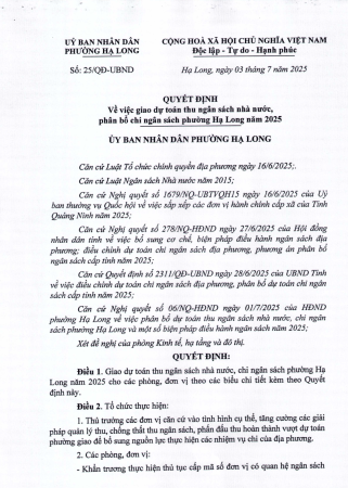 Quyết định giao dự toán thu-chi năm 2025-2026