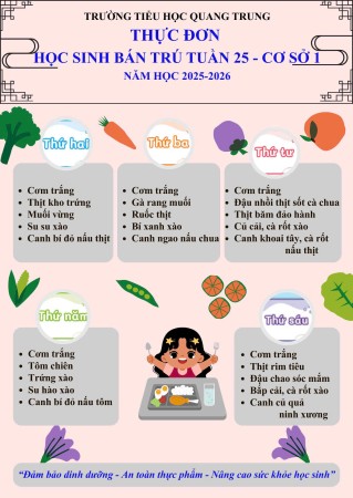 Thực đơn bán trú Tuần 25