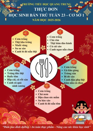 Thực đơn bán trú tuần 23