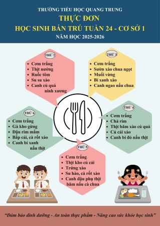 Thực đơn bán trú Tuần 24